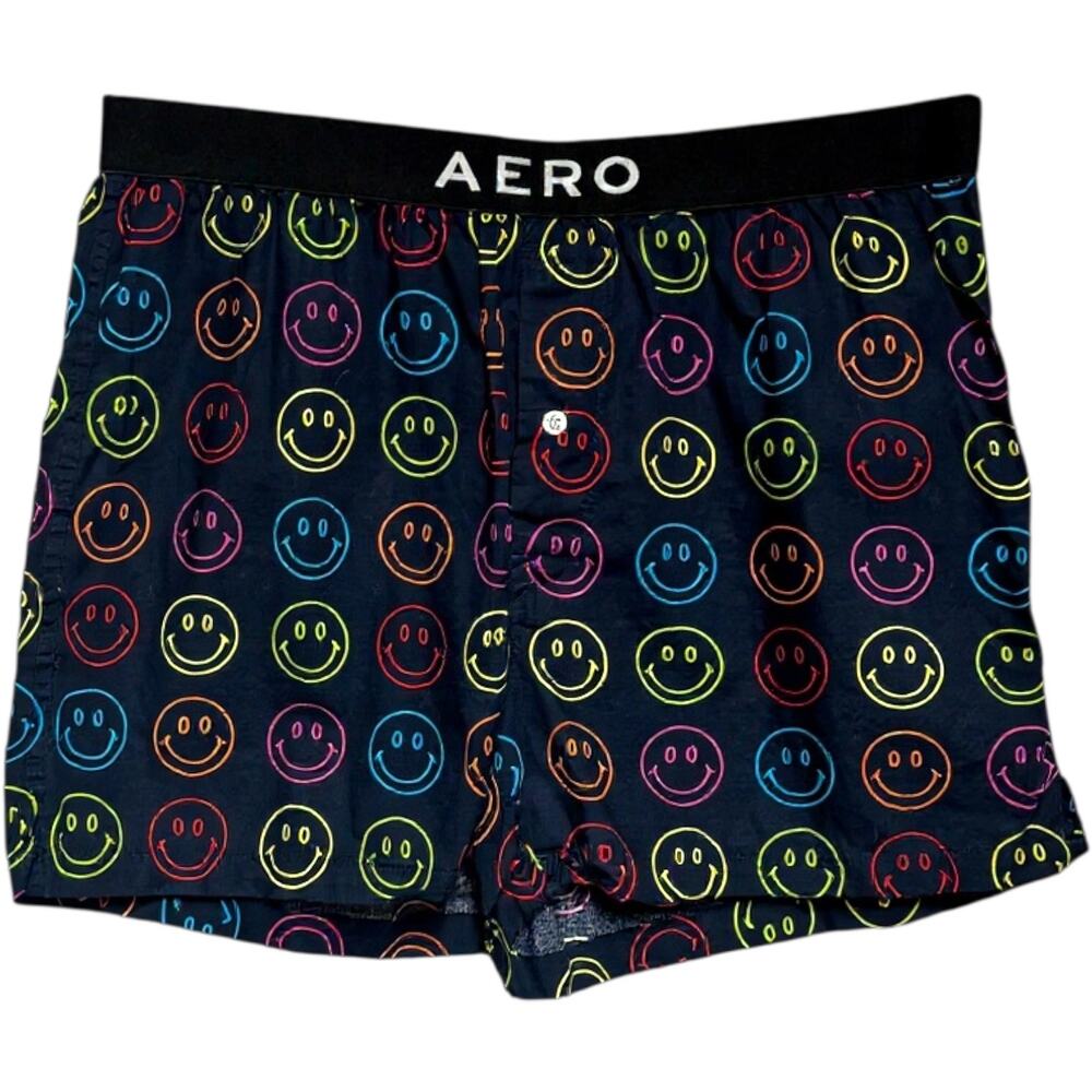 Aeropostale Multicolor Happy Smiley Faces Woven Boxer Shorts Large